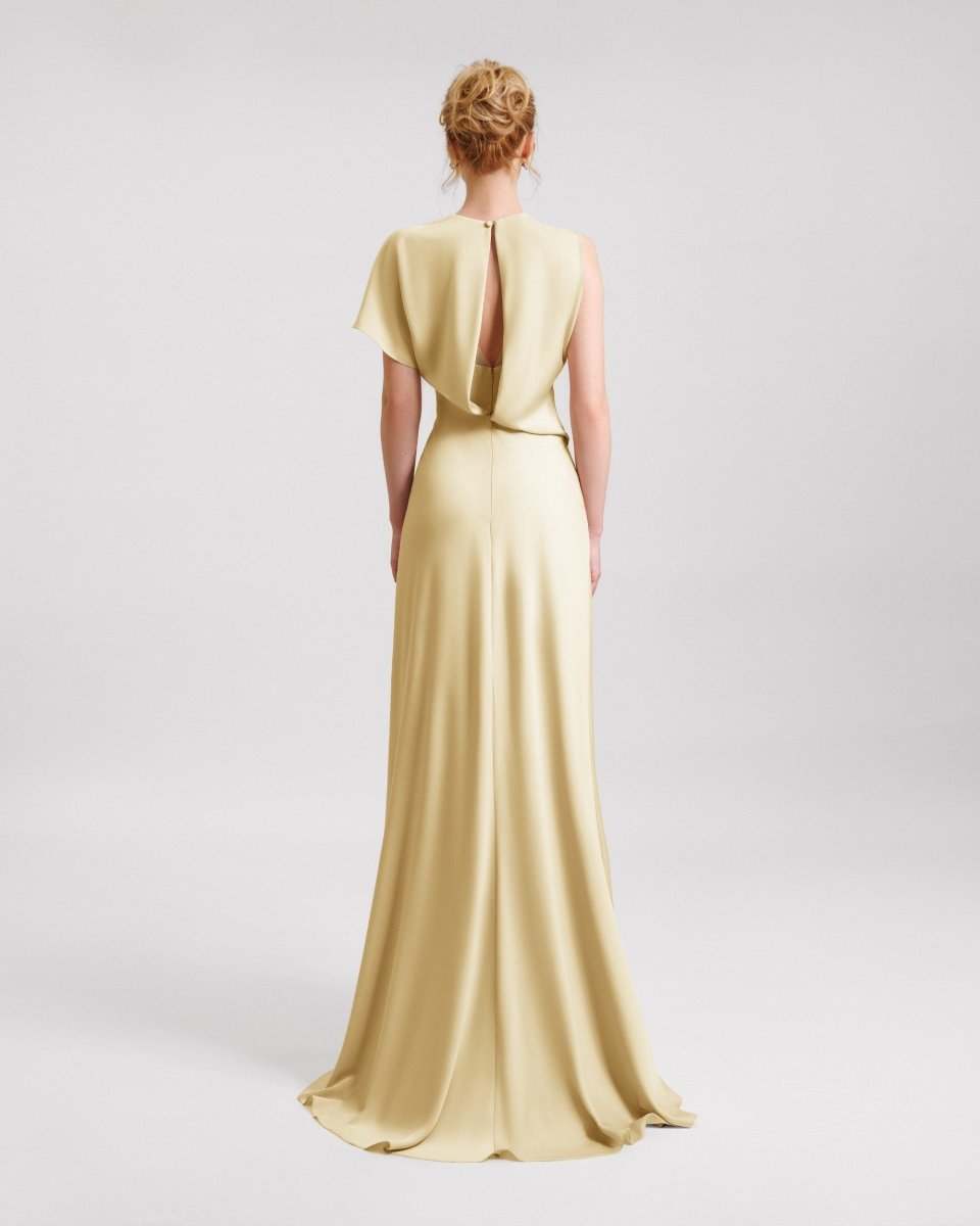 High Collar and Cut - Out Back Dress - Gemy Maalouf