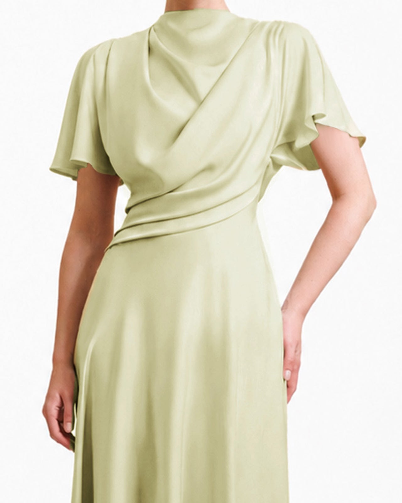 High Collar and Cut-Out Back Dress