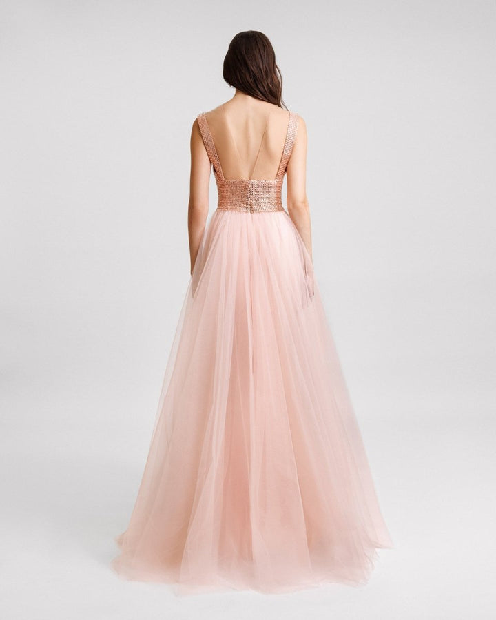 Embellished Corseted Tulle Dress - Gemy Maalouf