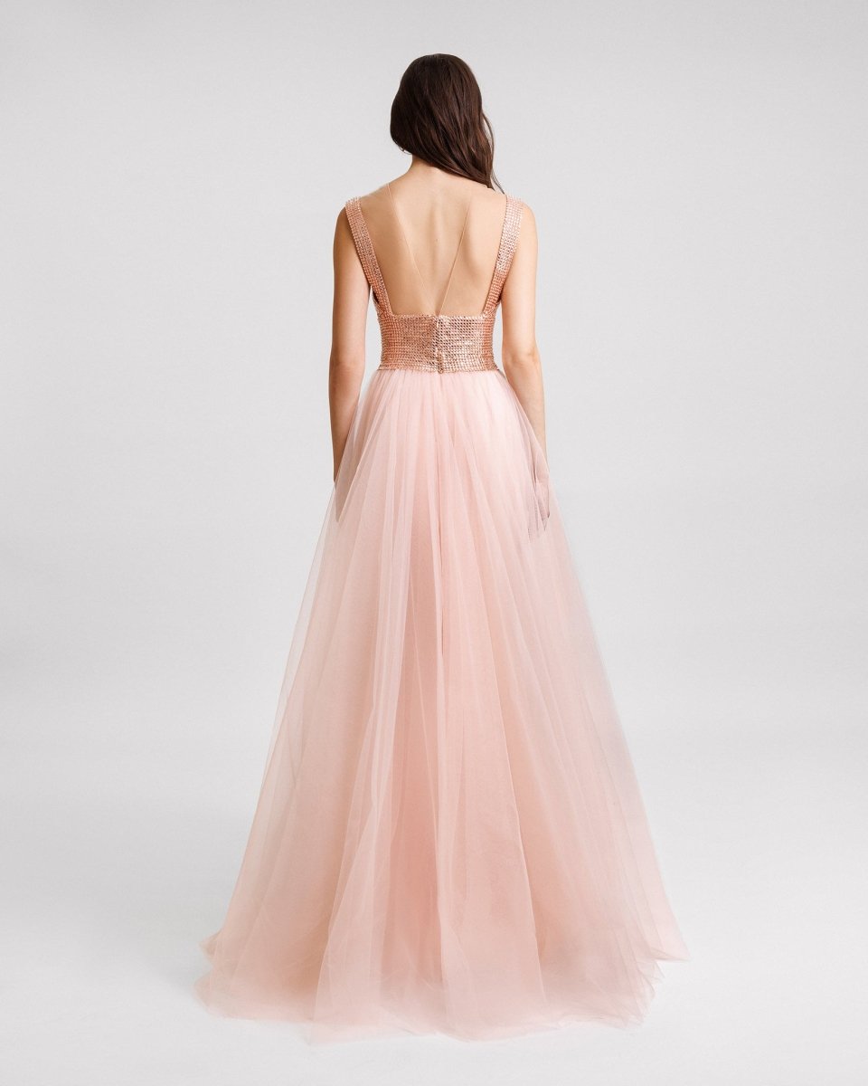 Embellished Corseted Tulle Dress - Gemy Maalouf