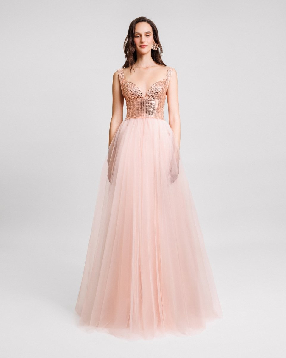Embellished Corseted Tulle Dress - Gemy Maalouf