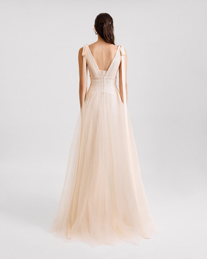 Bow - Shoulder Tulle Dress - Gemy Maalouf