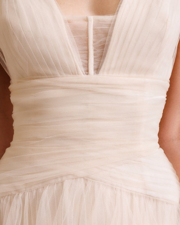 Bow - Shoulder Tulle Dress - Gemy Maalouf