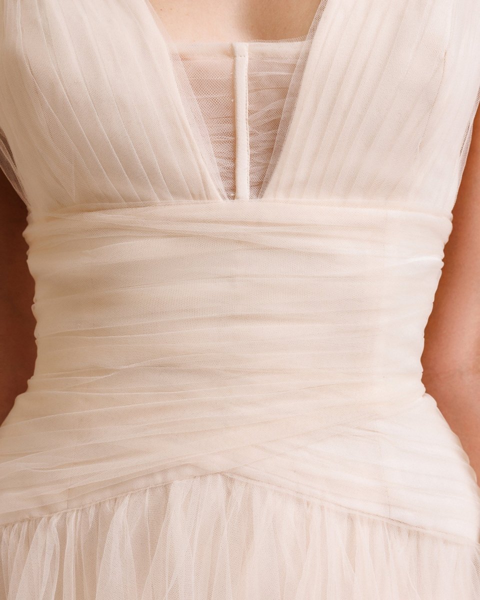 Bow - Shoulder Tulle Dress - Gemy Maalouf