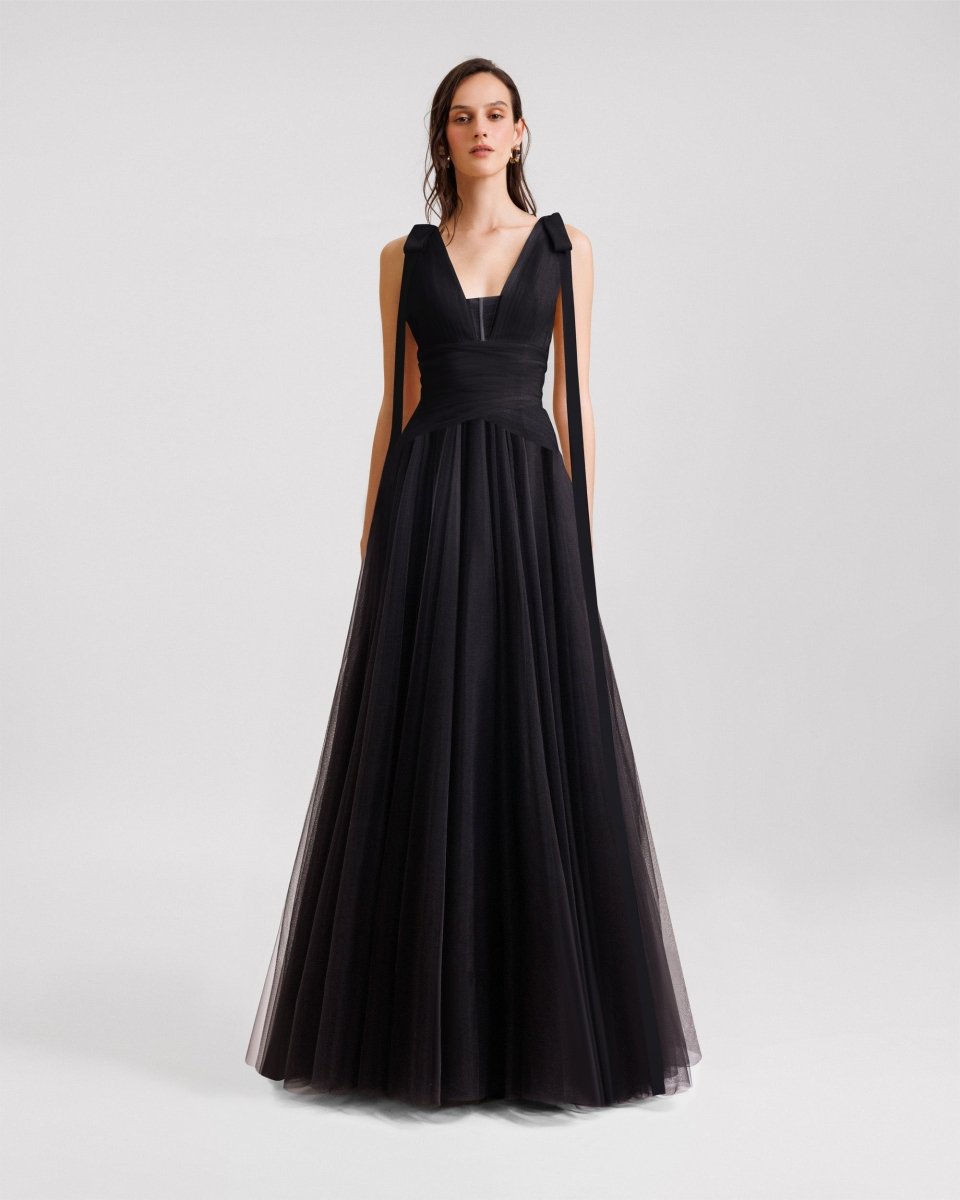 Bow - Shoulder Tulle Dress - Gemy Maalouf