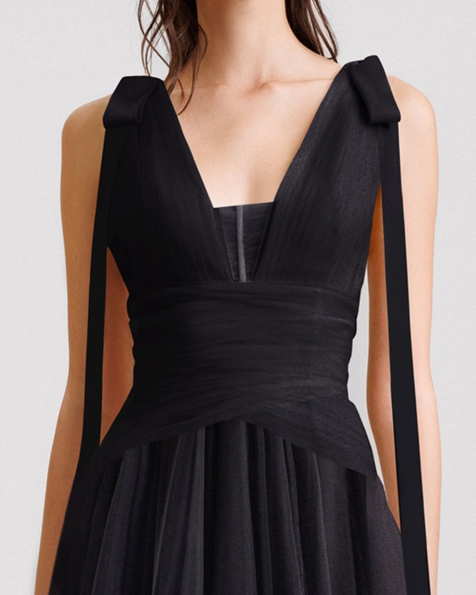 Bow - Shoulder Tulle Dress - Gemy Maalouf