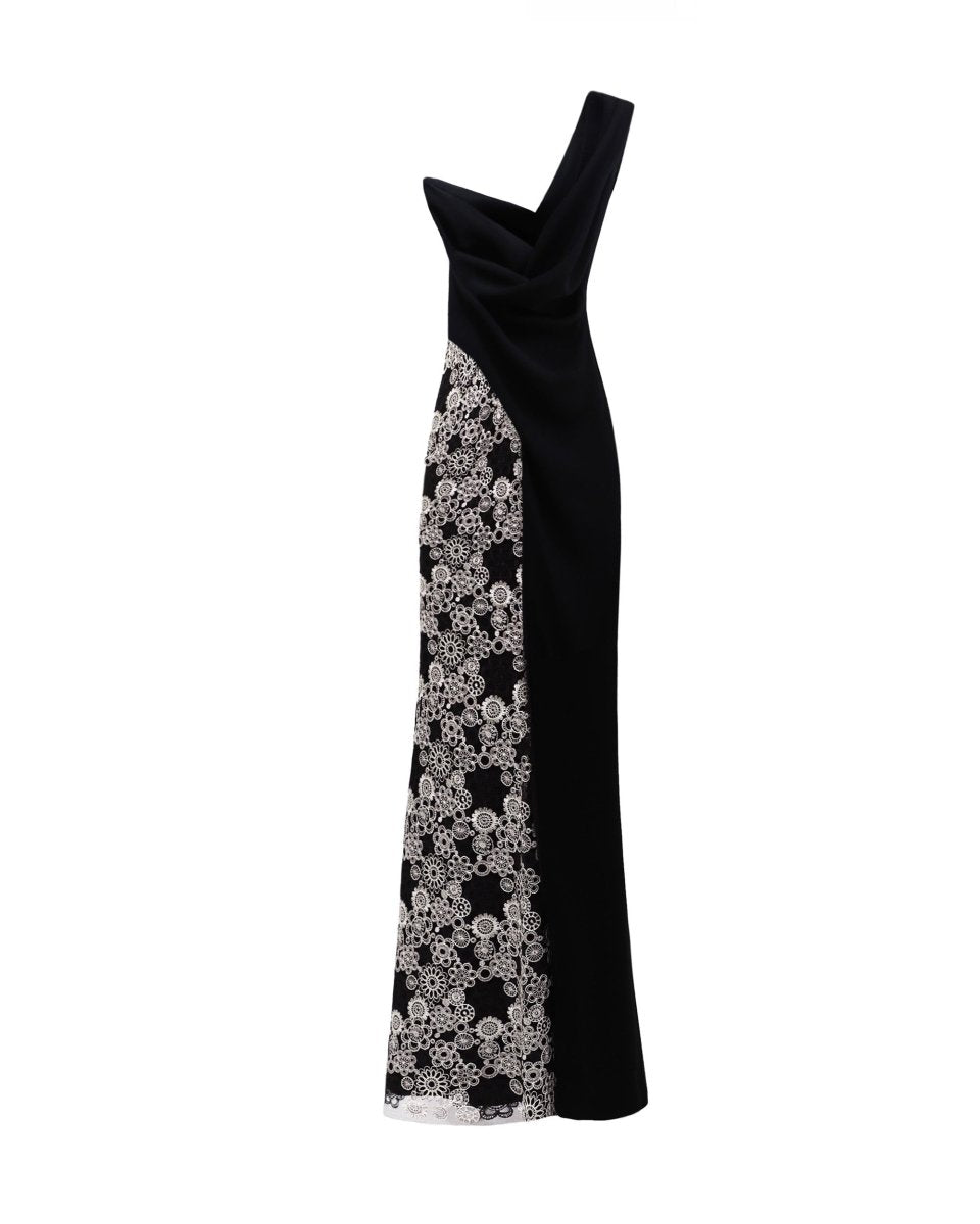 Gemy Maalouf | Evening Dresses | One-Shoulder Dress Embroided on The Side Gemy Maalouf | Evening Dresses | One-Shoulder Dress Embroided on The Side