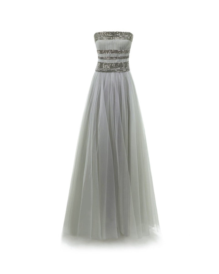 Embellished Corset Tulle Dress - Gemy Maalouf