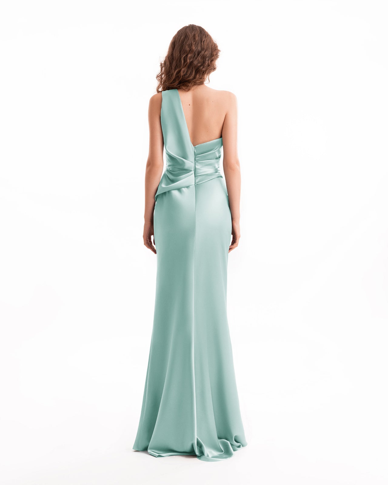 فستان ساتان كتف واحد