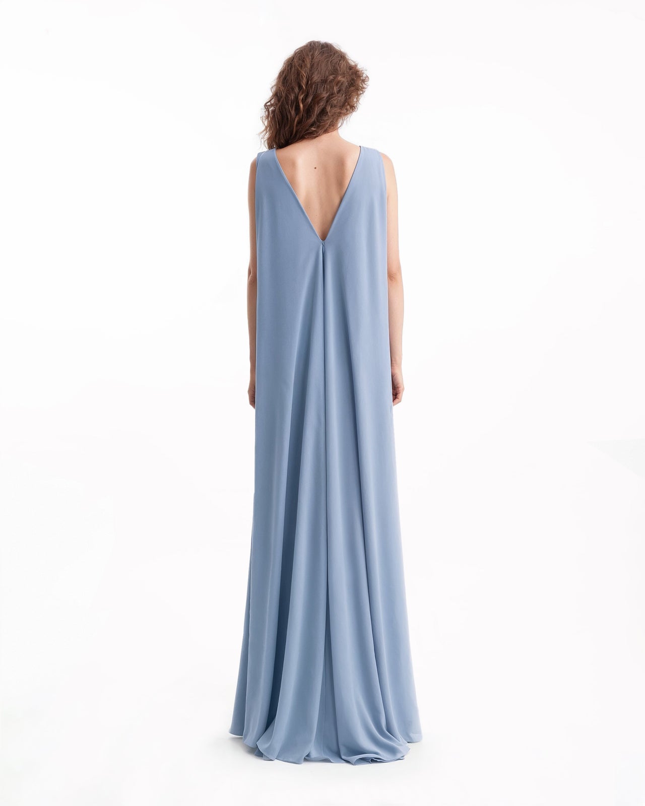 Draped Satin Dress with Knot Waist