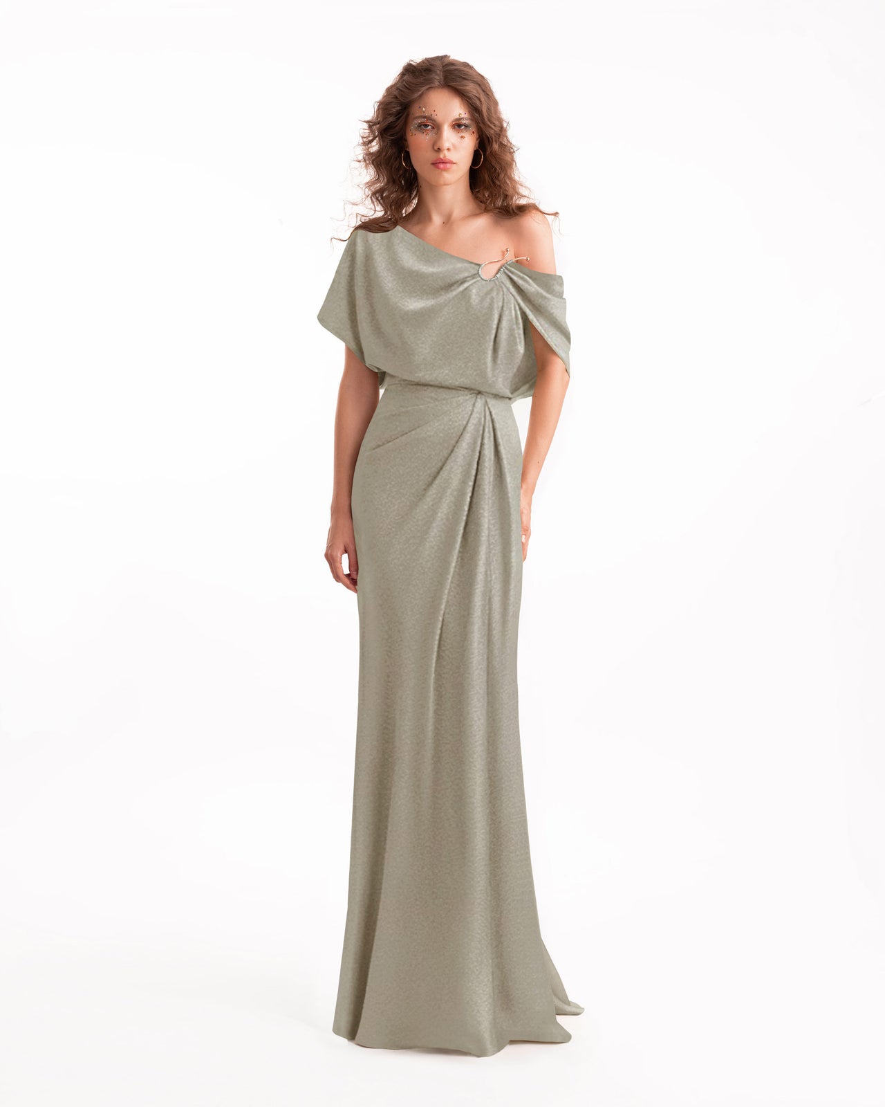 Gemy Maalouf | Evening Dresses | Gold Buckle Asymmetrical Draped Dress Gemy Maalouf | Evening Dresses | Gold Buckle Asymmetrical Draped Dress