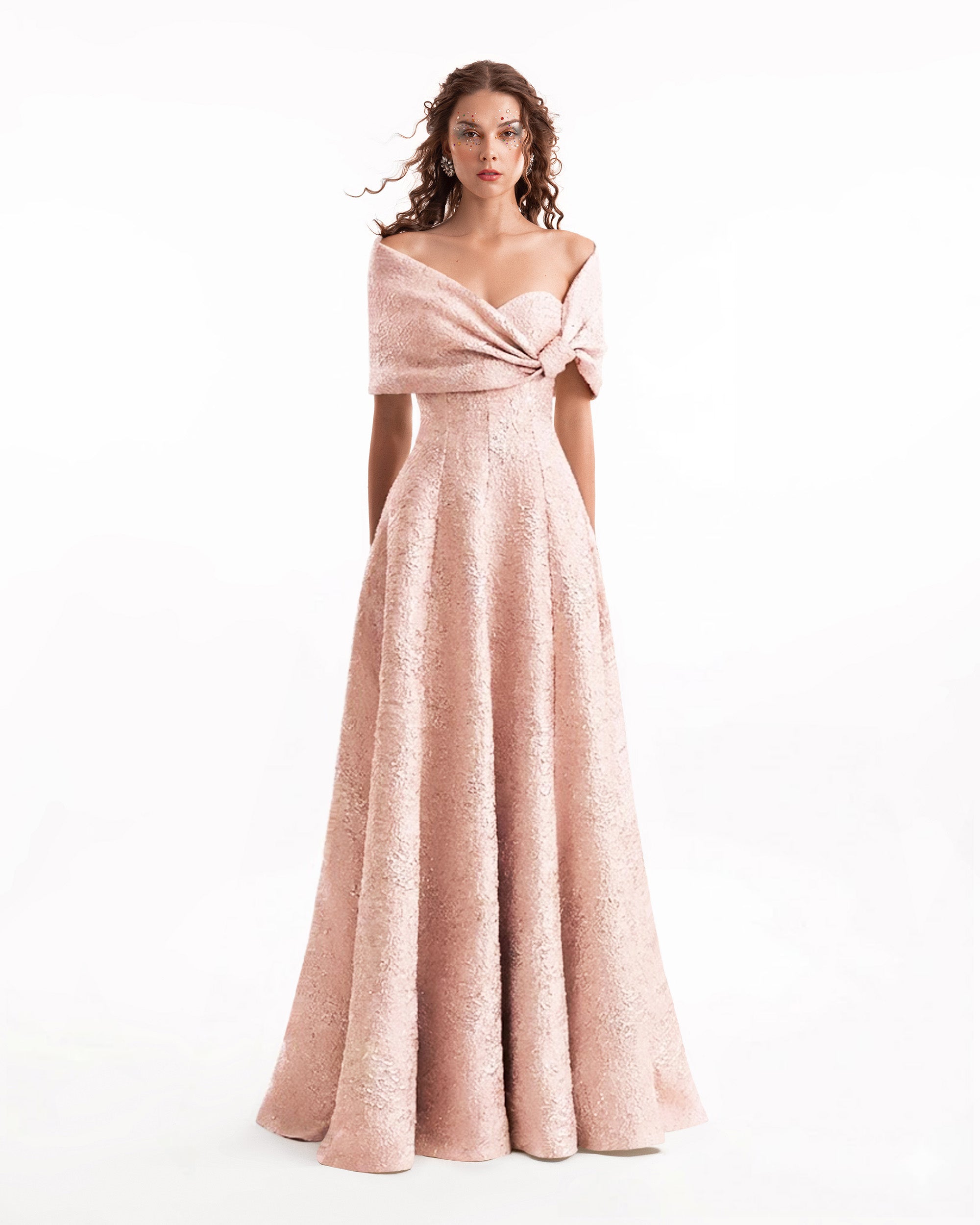 Sweetheart Off-Shoulder Jacquard Dress