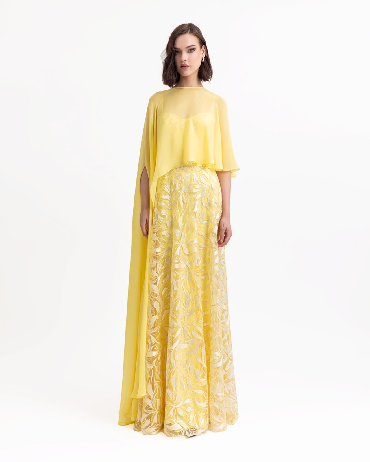 Long Dress With Chiffon Cape
