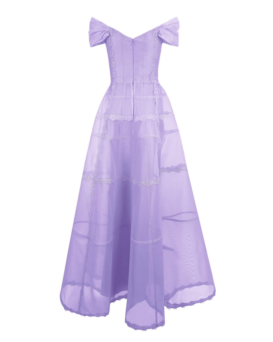 Lilac Mesh Long Dress - Gemy Maalouf