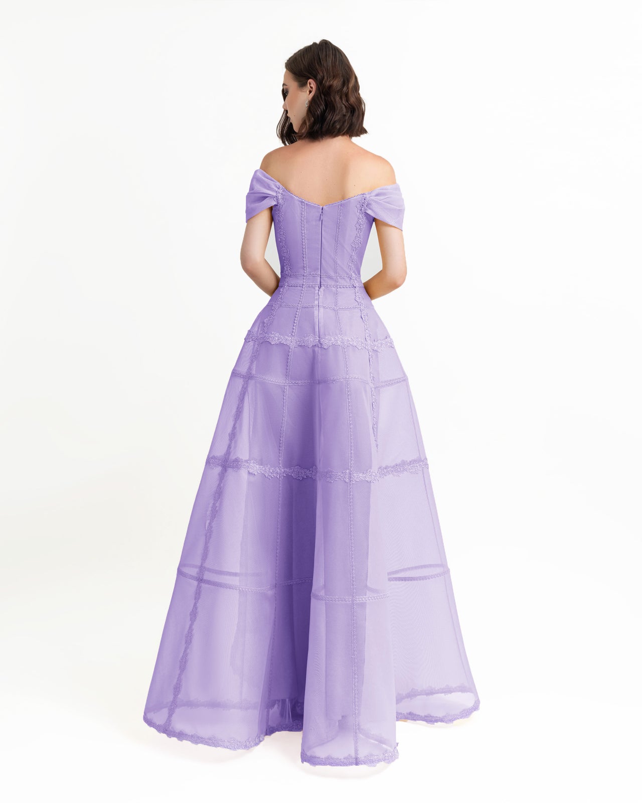 Gemy Maalouf | Evening Dresses | Lilac Mesh Long Dress Gemy Maalouf | Evening Dresses | Lilac Mesh Long Dress