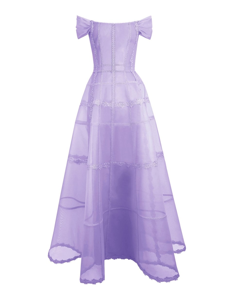 Lilac Mesh Long Dress - Gemy Maalouf