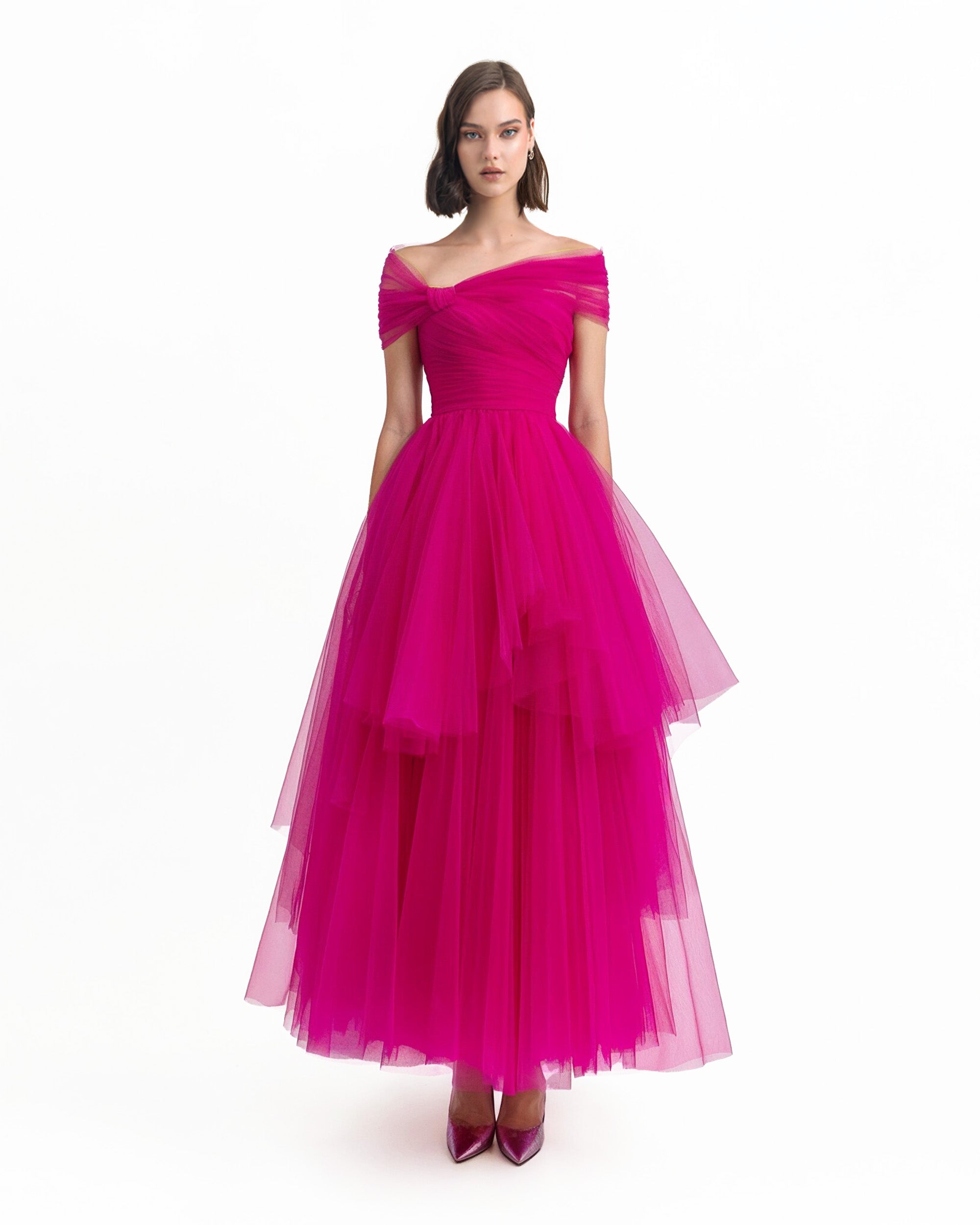 Gemy Maalouf | Evening Dresses | Asymmetrical Tulle Black Dress Gemy Maalouf | Evening Dresses | Asymmetrical Tulle Black Dress