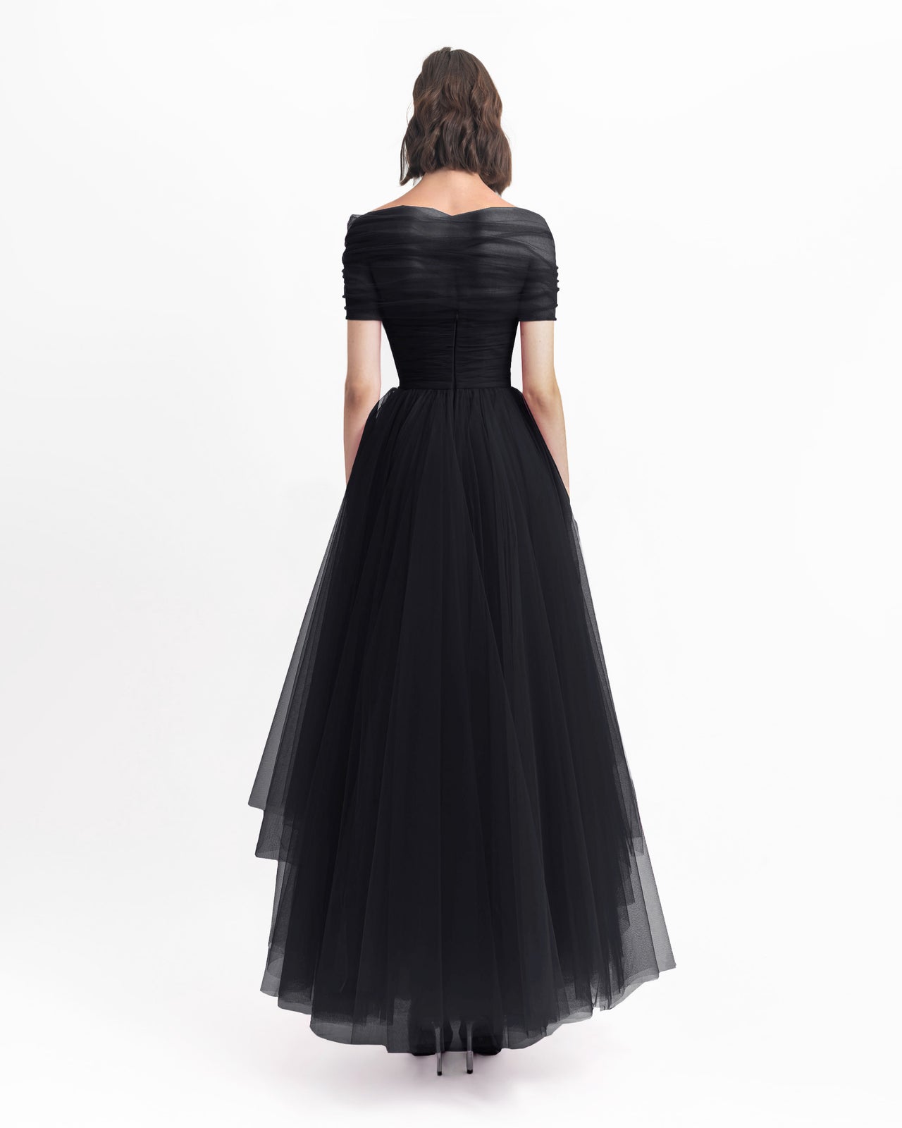 Asymmetrical Tulle Black Dress