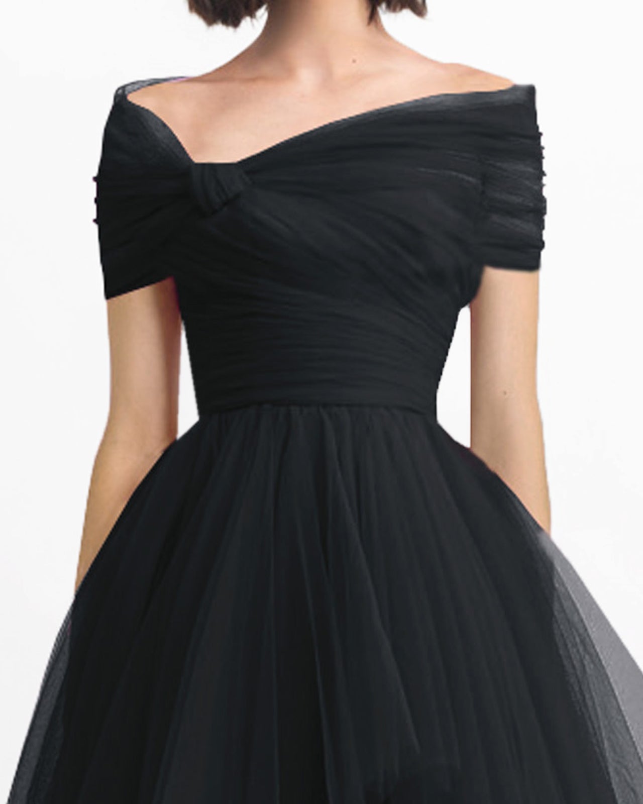 Asymmetrical Tulle Black Dress