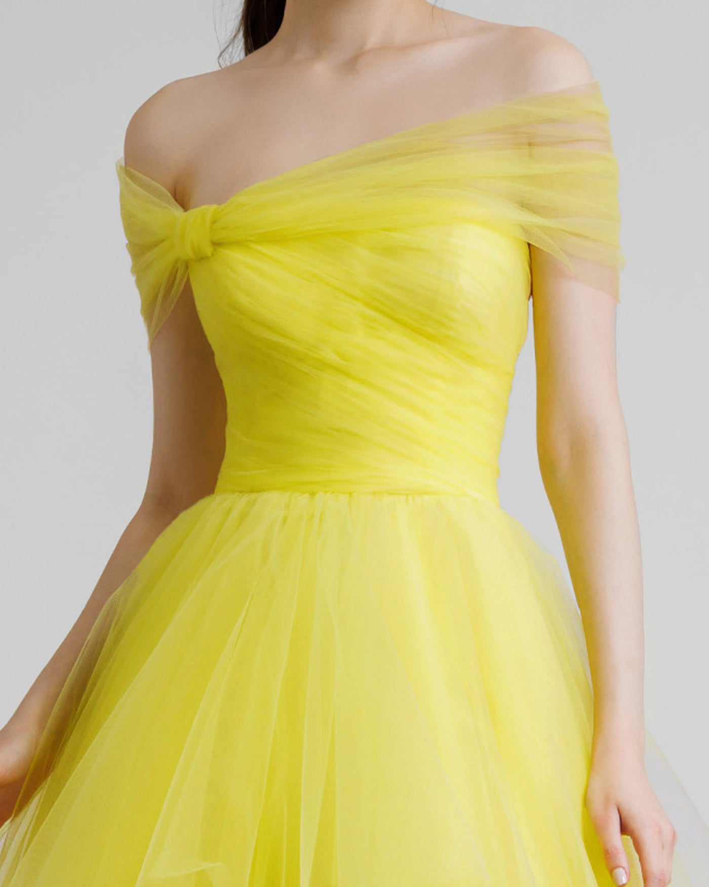 Asymmetrical Tulle Yellow Dress