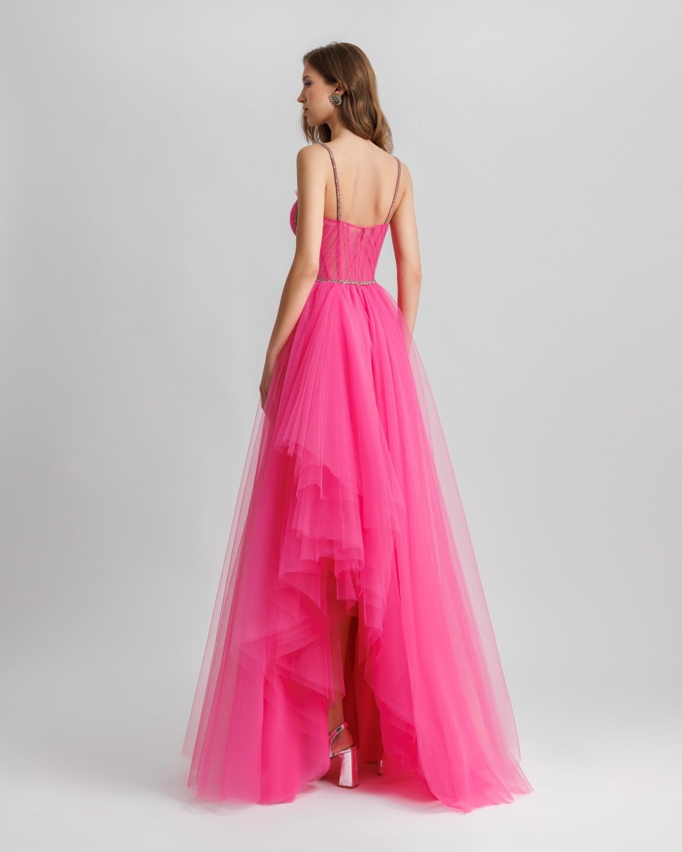Corseted Tulle Candy Pink Dress - Gemy Maalouf