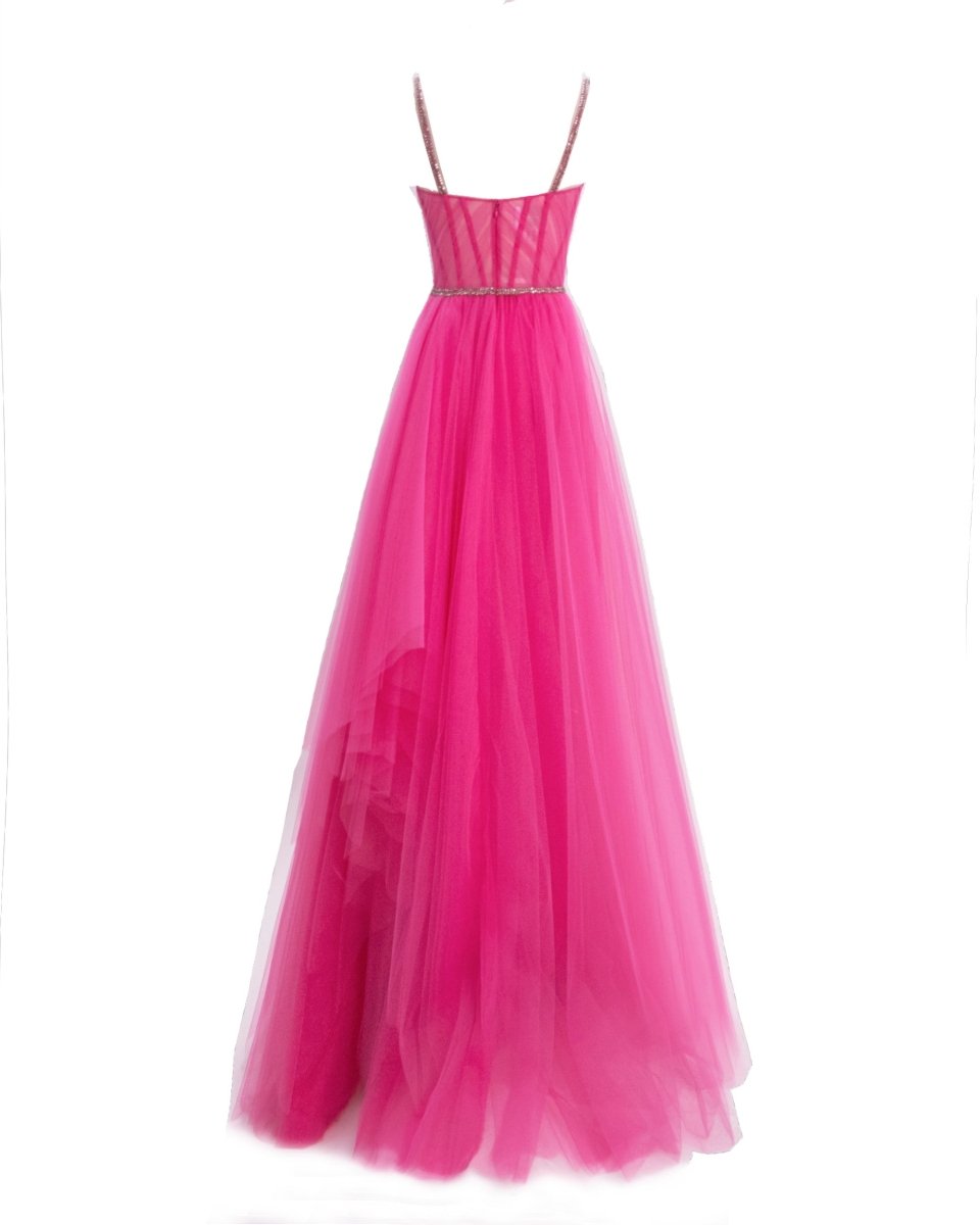Corseted Tulle Candy Pink Dress - Gemy Maalouf