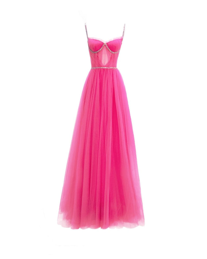 Corseted Tulle Candy Pink Dress - Gemy Maalouf