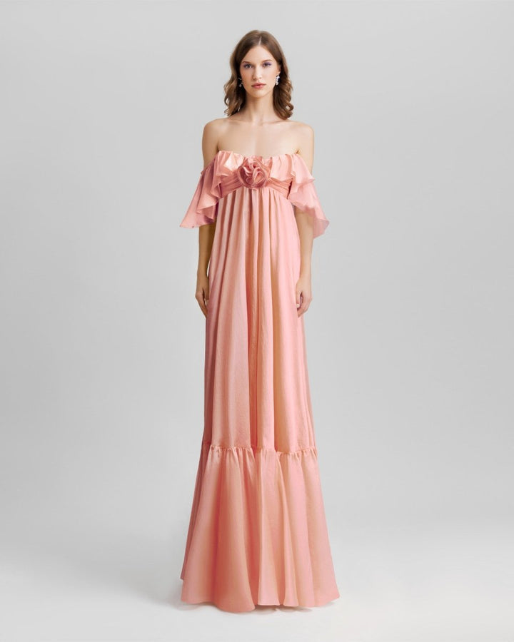 Off - The - Shoulders Flowy Dress - Gemy Maalouf