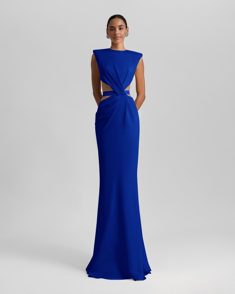 Royal Blue Long Dress With Cut-Outs