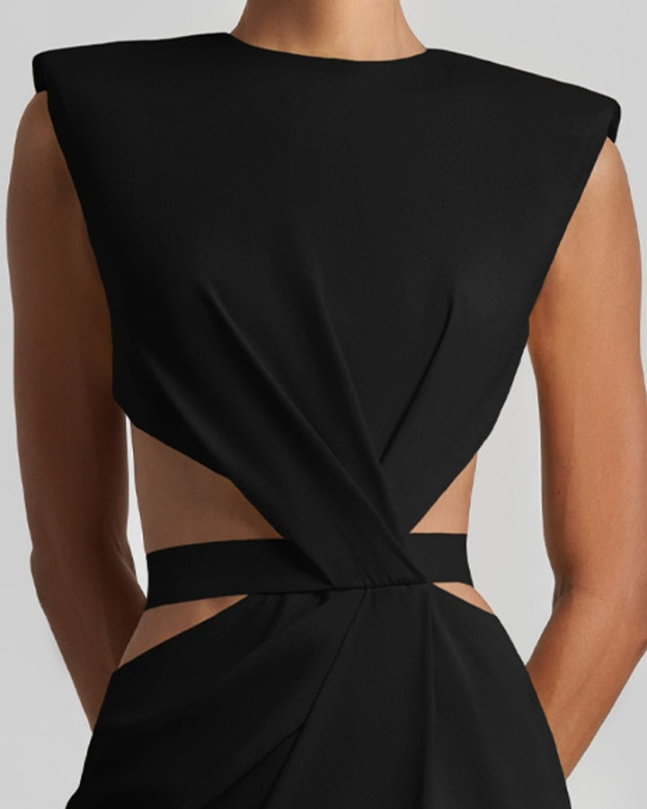 Black Long Dress With Cut - Outs - Gemy Maalouf
