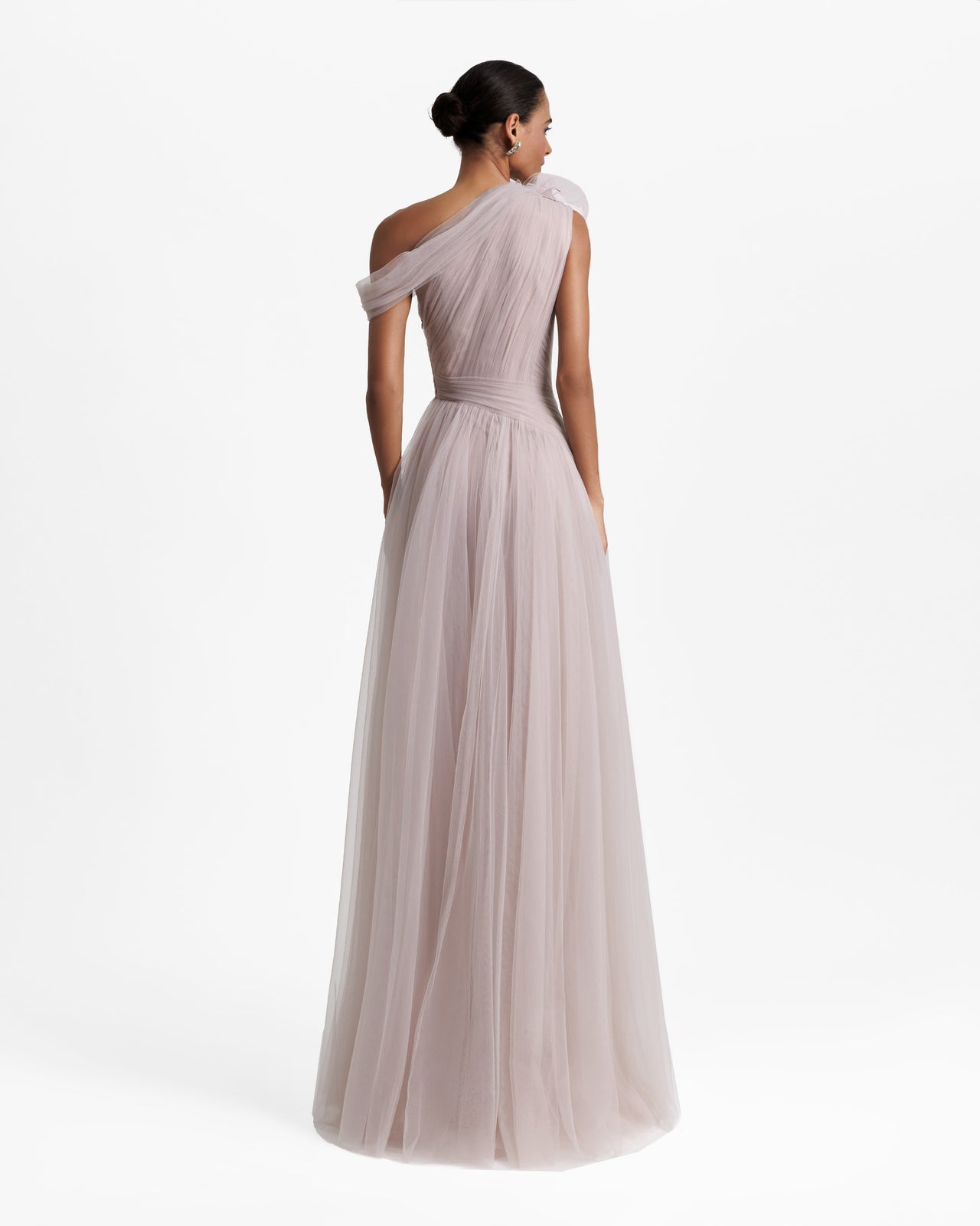 Light Lilac Long Dress With Flower Design