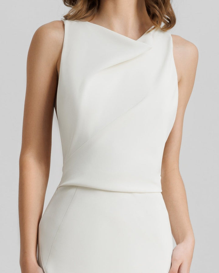 Slim - Cut Cream Dress - Gemy Maalouf