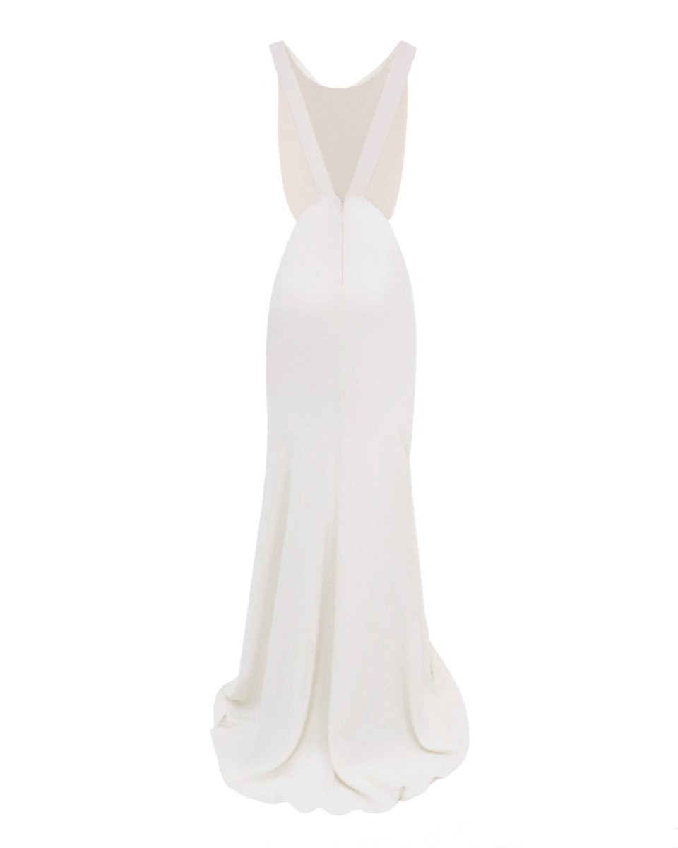 Slim - Cut Cream Dress - Gemy Maalouf