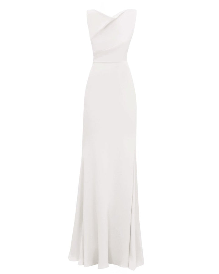 Slim - Cut Cream Dress - Gemy Maalouf