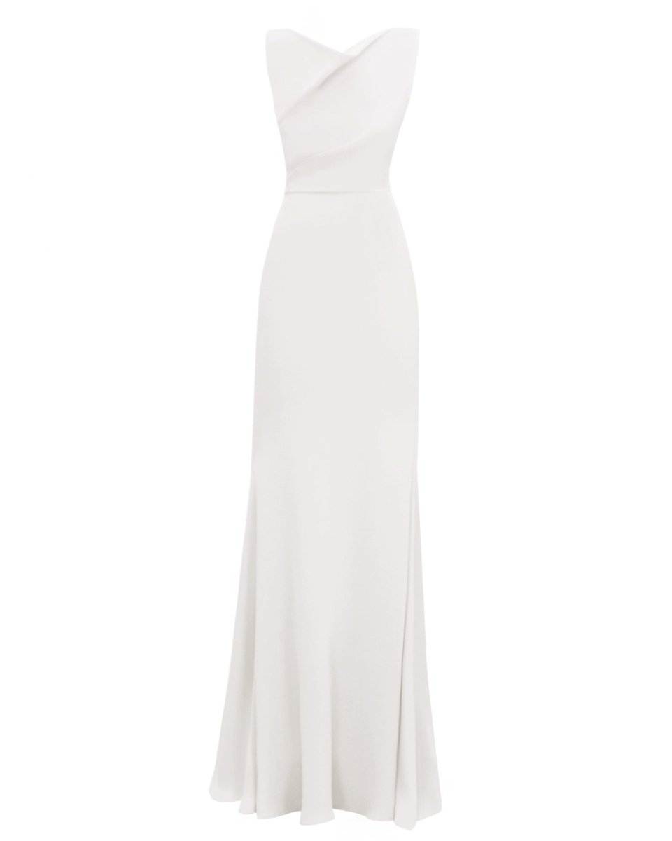 Slim - Cut Cream Dress - Gemy Maalouf