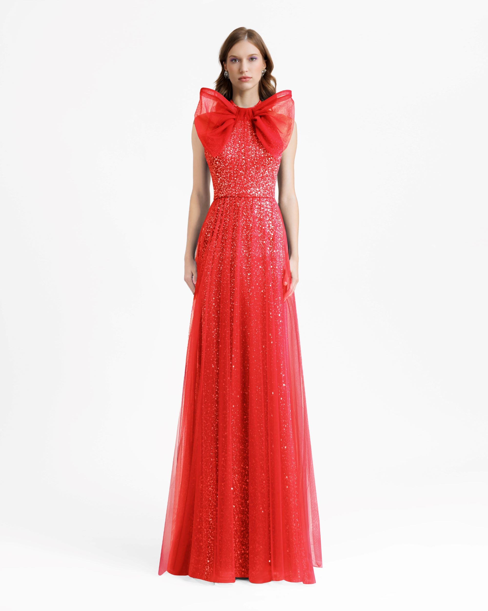 Bow Halter-Neckline Red Dress