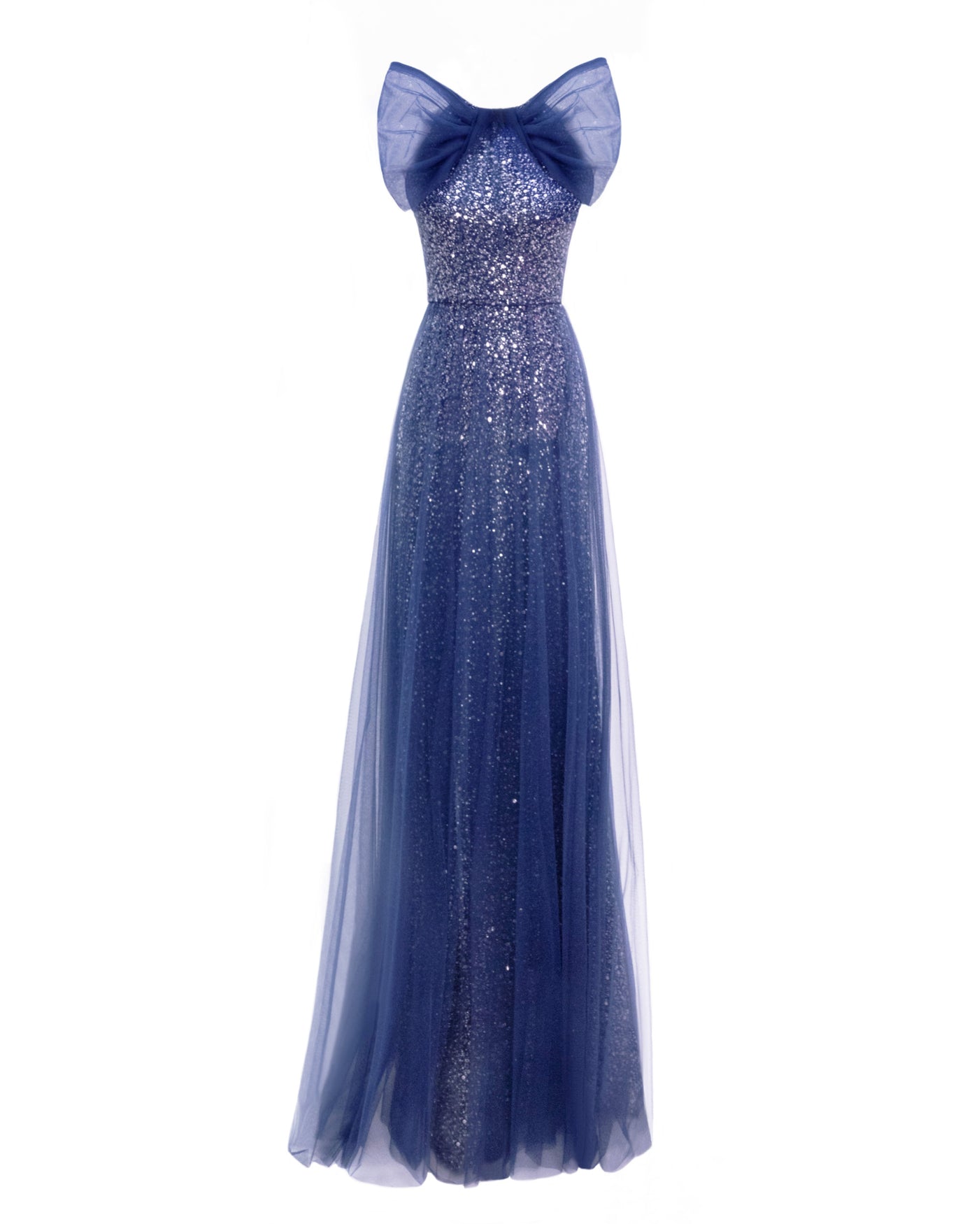 Bow Halter-Neckline Navy Blue Dress
