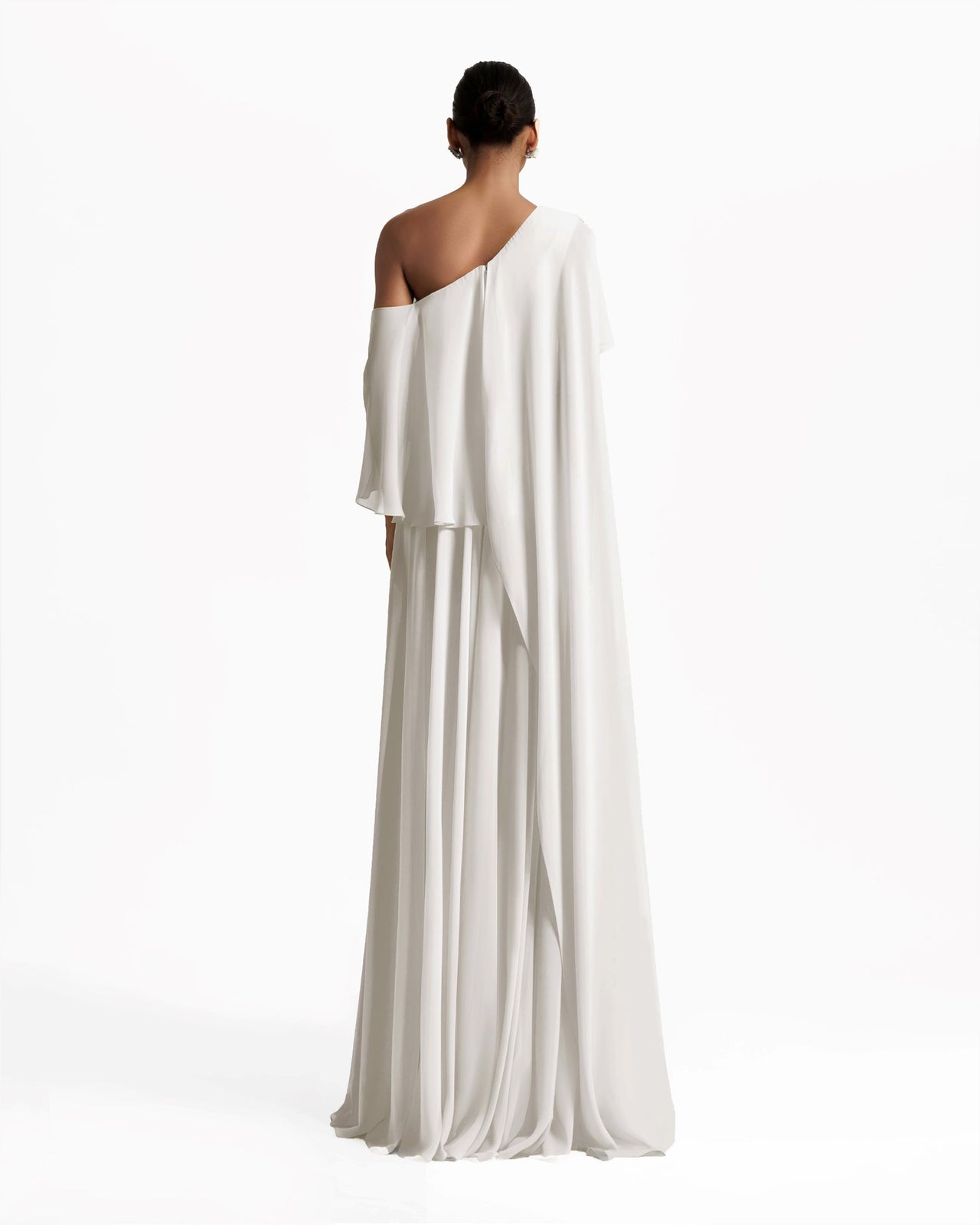 one shoulder white silk dress Silk One Shoulder Maxi White Dress HAREM's Brides