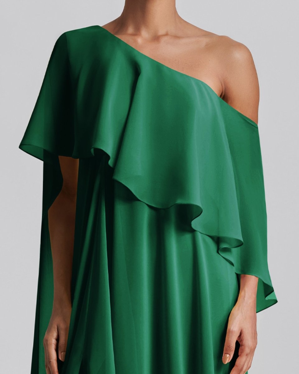 One - Shoulder Dress Featuring Ruffles - Gemy Maalouf