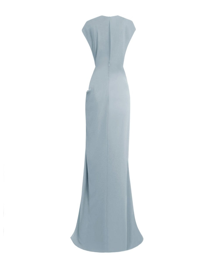 Loose Cut Teal Dress With Draping - Gemy Maalouf