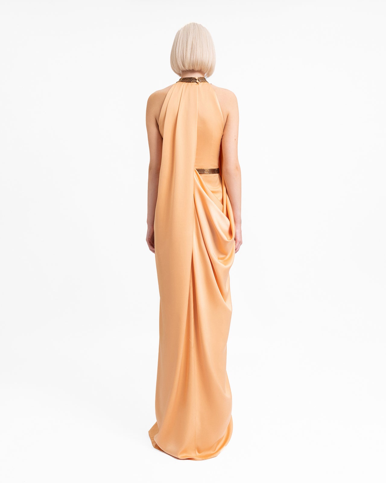 Loose-Cut Dress with Beaded Collar