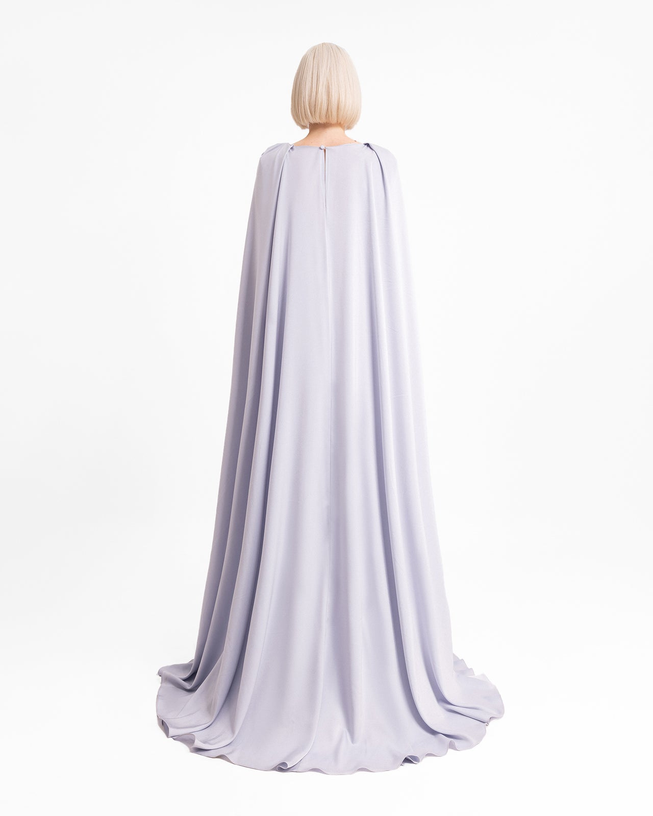Draped Dress with Cape-Like Sleeves