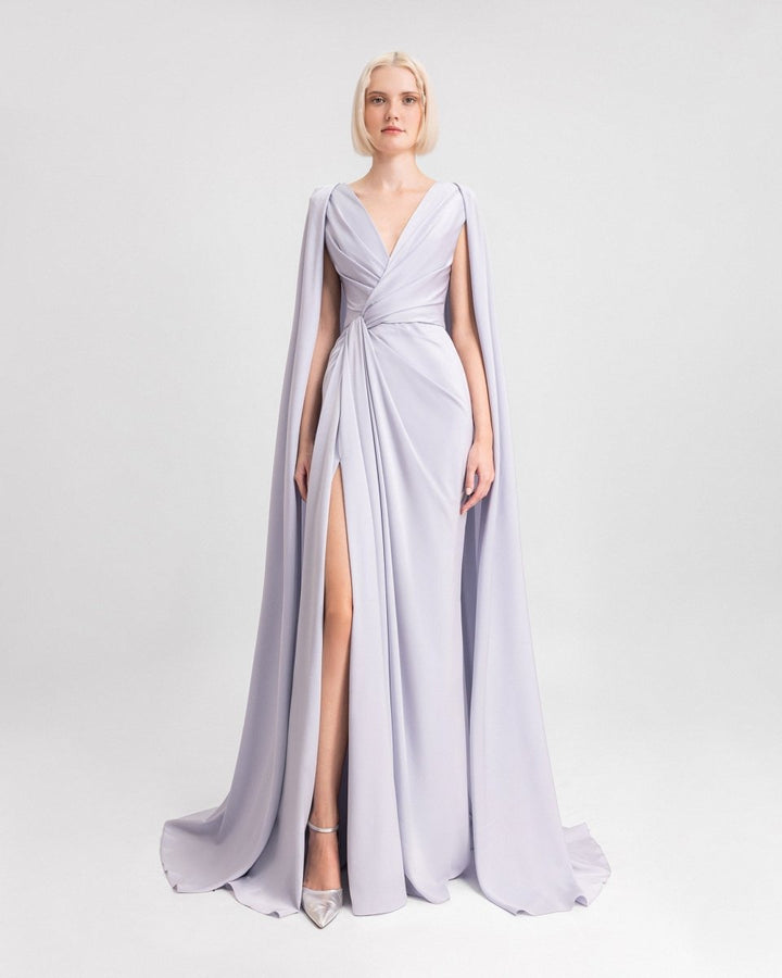 Draped Dress with Cape - Like Sleeves - Gemy Maalouf