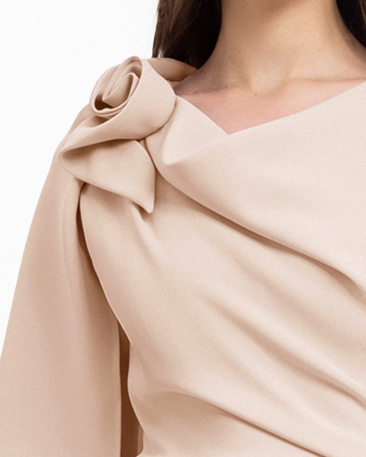 Draped Dress with Asymmetrical Sleeves