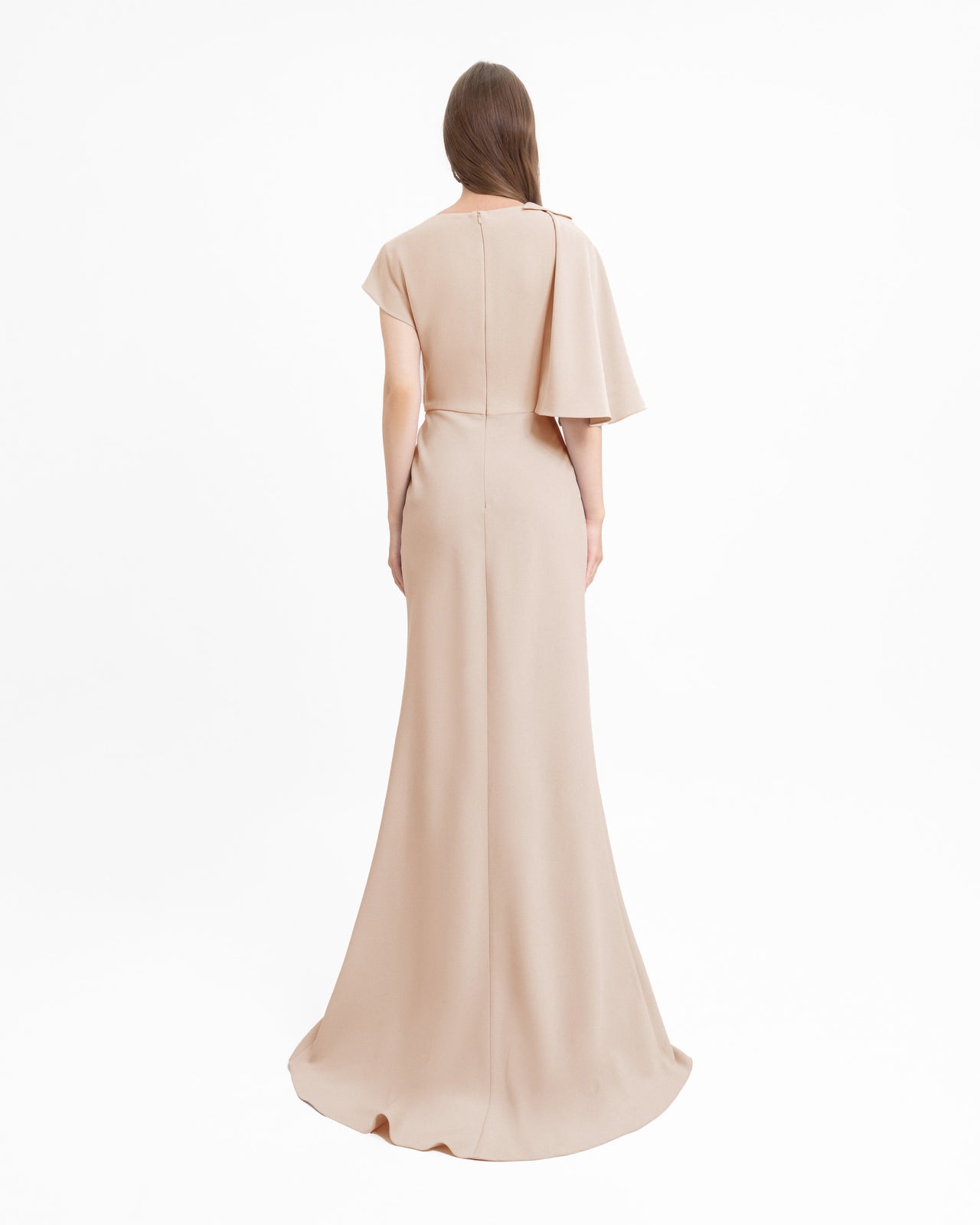 Draped Dress with Asymmetrical Sleeves
