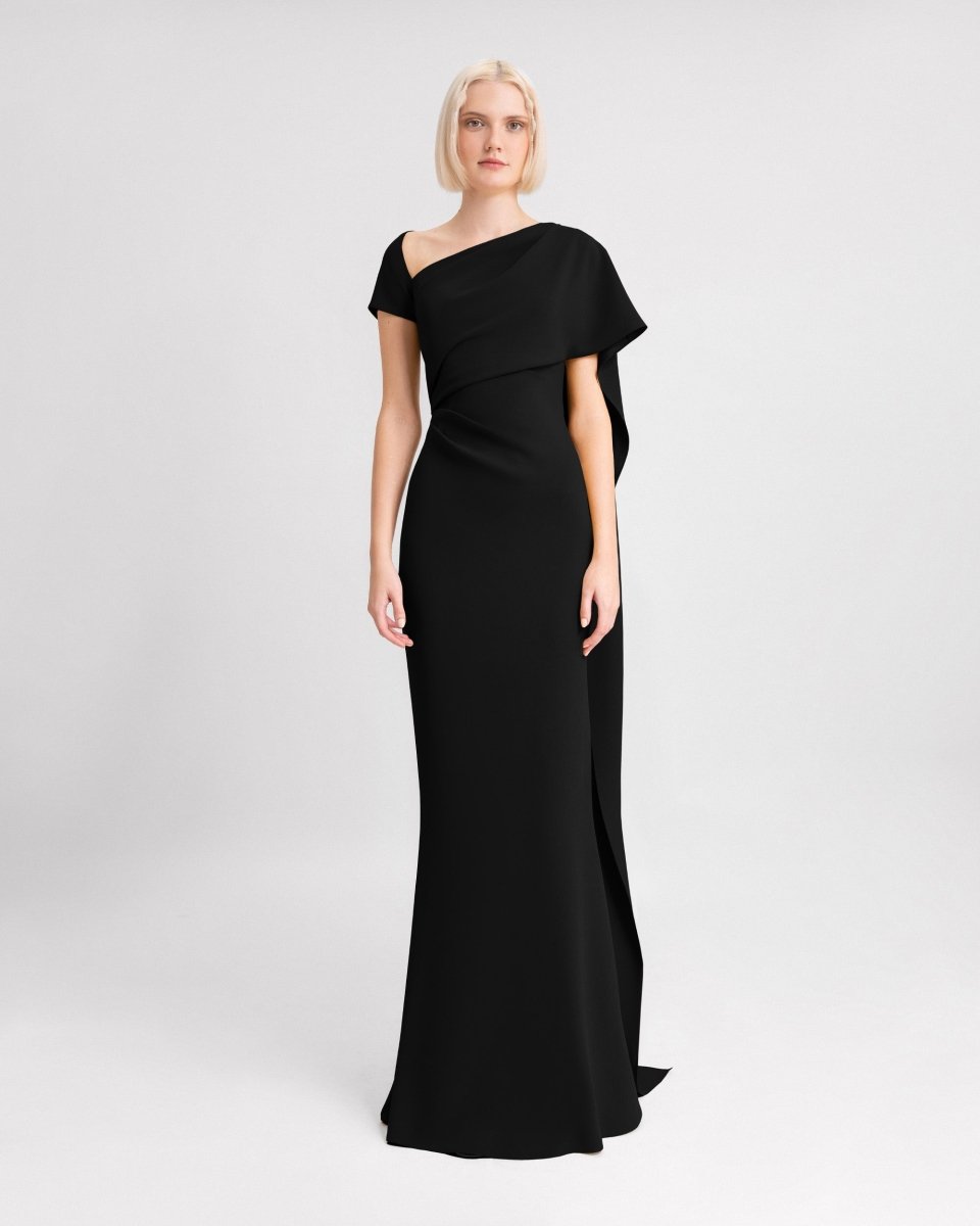 Asymmetrical Neckline Dress - Gemy Maalouf