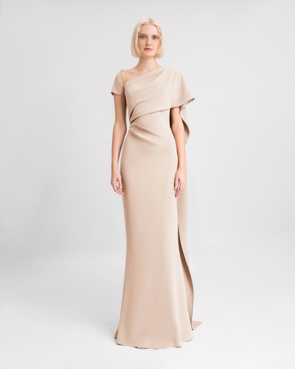 Asymmetrical Neckline Dress – Gemy Maalouf