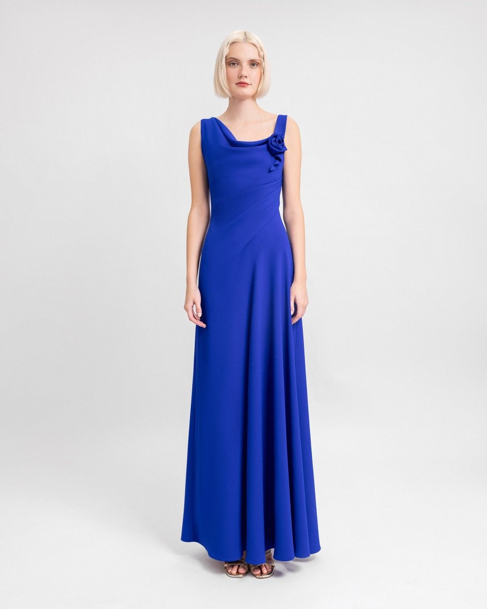 Asymmetrical Cowl - Neckline Dress - Gemy Maalouf