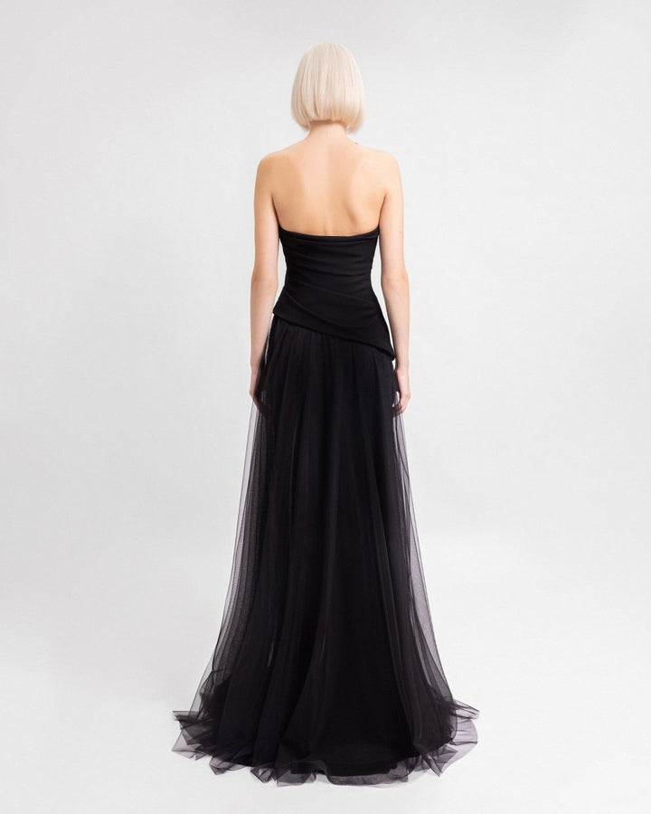 Asymmetrical Draped Corset Dress - Gemy Maalouf