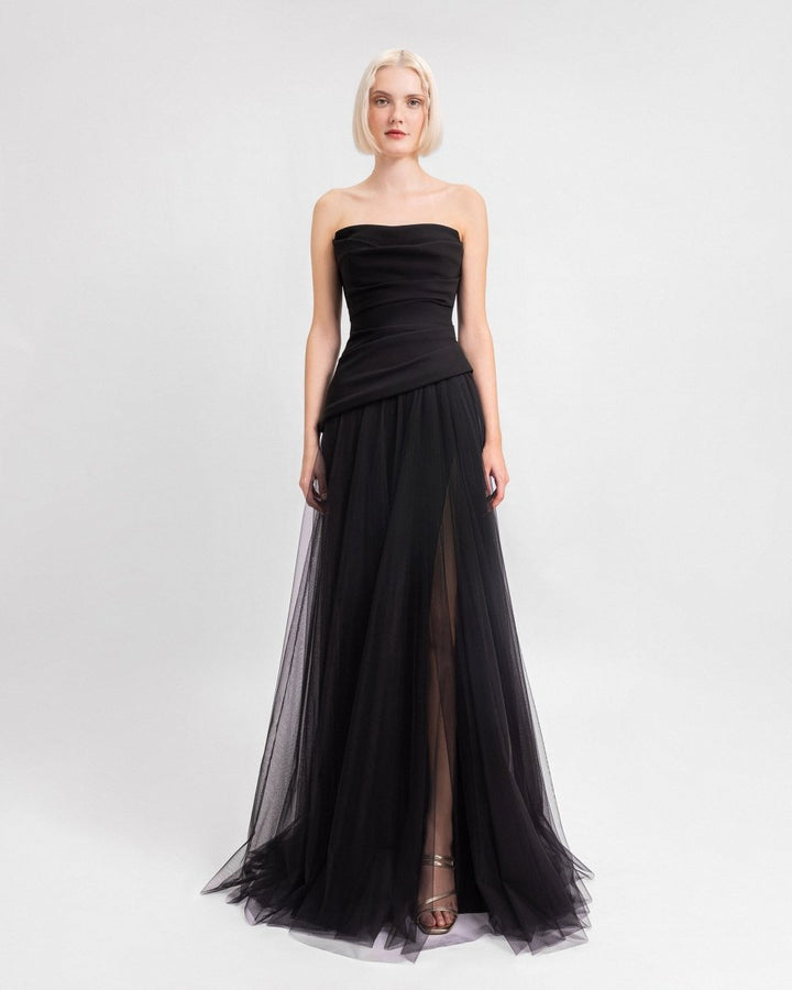 Asymmetrical Draped Corset Dress - Gemy Maalouf
